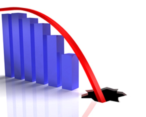 Chart going through the floor. Economic crisis concept.