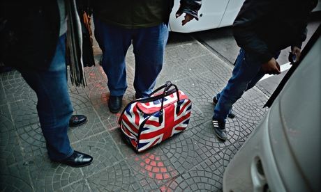 Passengers depart for western Europe at the central bus station in Sofia, Bulgaria