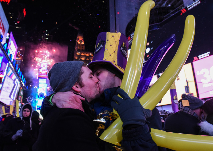 Amid Freezing Temperatures,Crowds Celebrate New Year's Eve In Times Square