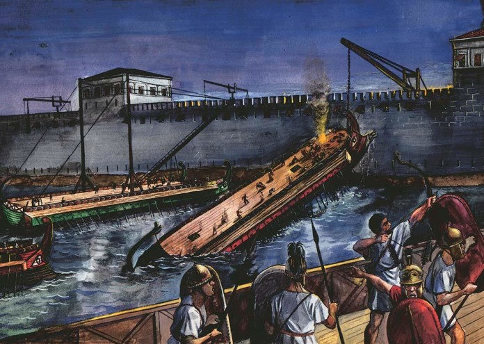 През 213 г пр н е римска флотилия под командването на пълководеца