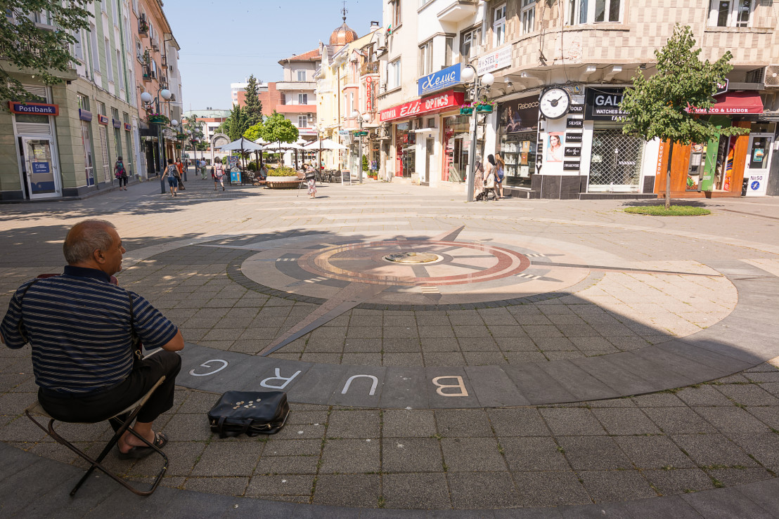  beggar asks the offer in a characteristic place of Burgas, a holiday resort on the Black Sea 