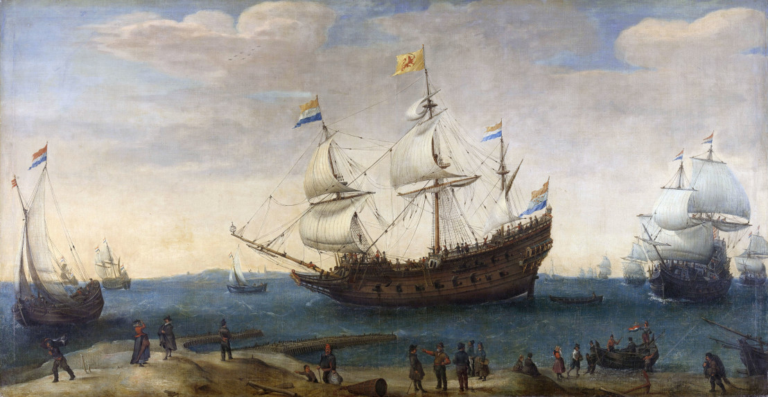  Een_aantal_Oostindiëvaarders_voor_de_kust_Rijksmuseum_SK-A-3108 