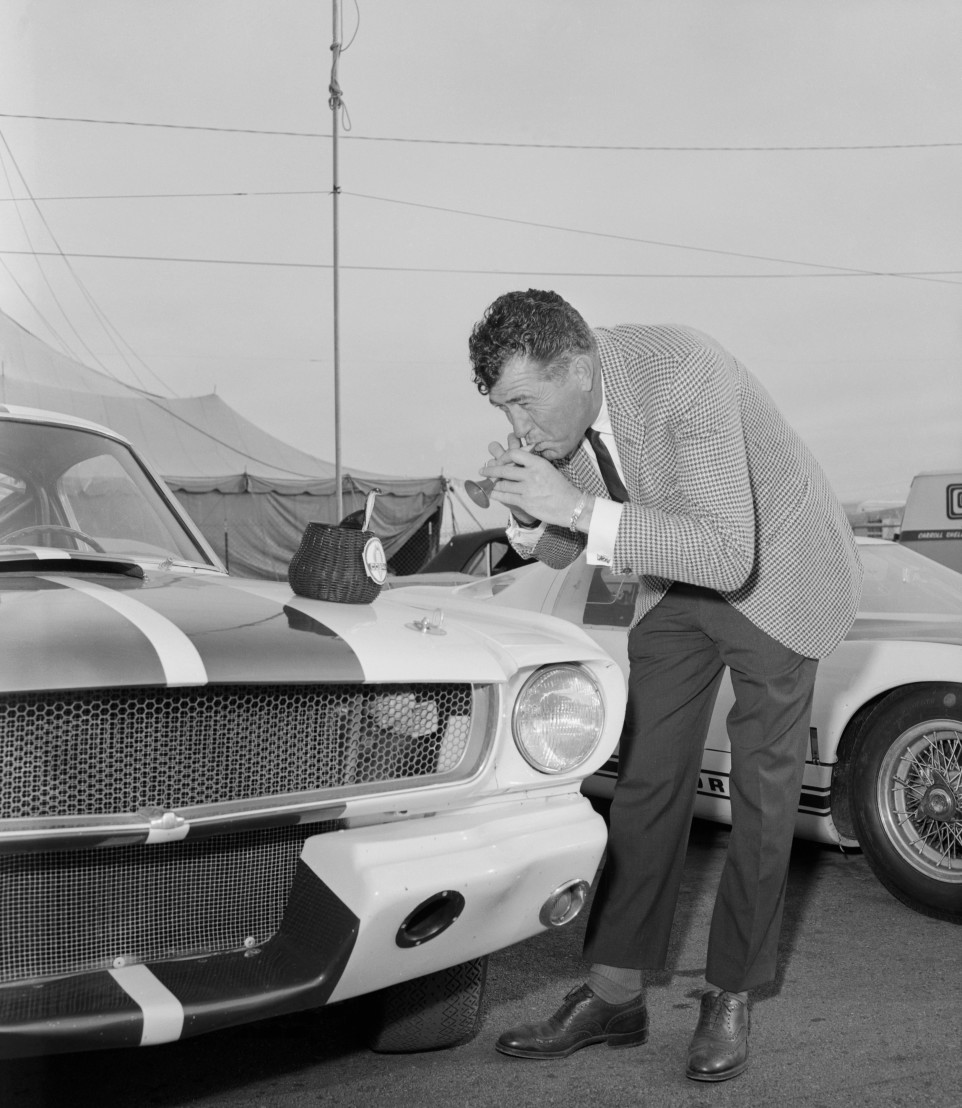  Sports Car Designer Carroll Shelby Promoting New Mustang 
