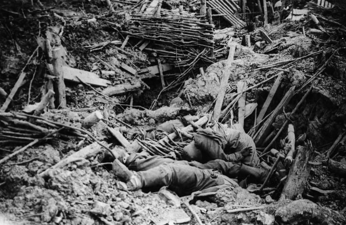  NLS_Haig_-_Smashed_up_German_trench_on_Messines_Ridge_with_dead_(cropped) 