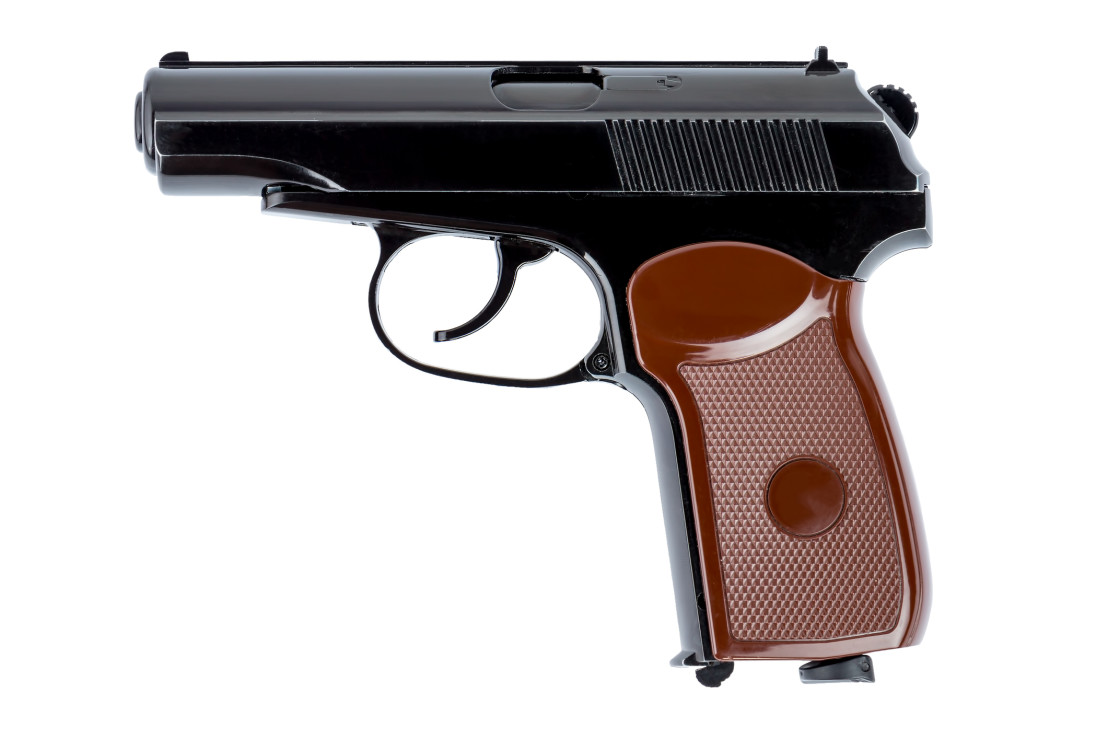  Makarov pistol close-up depicted on a white background 