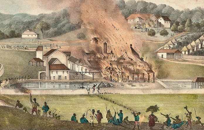 Duperly_(1833)_Destruction_of_the_Roehampton_Estate_January_1832