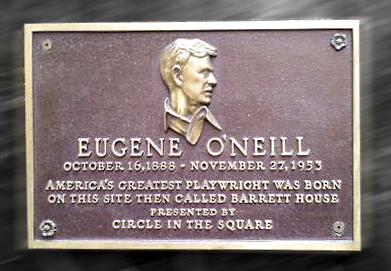 Eugen O'Neill historical plaque at 1500 Broadway (Times Square), New York City.