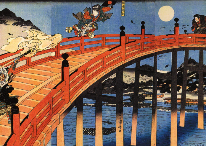  The_moonlight_fight_between_Yoshitsune_and_Benkei_on_the_Gojobashi,Kyoto 