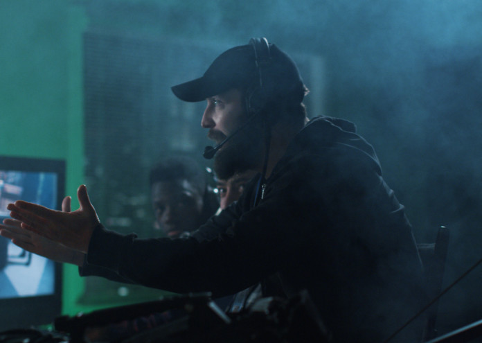  Movie director scolding team on shooting set 