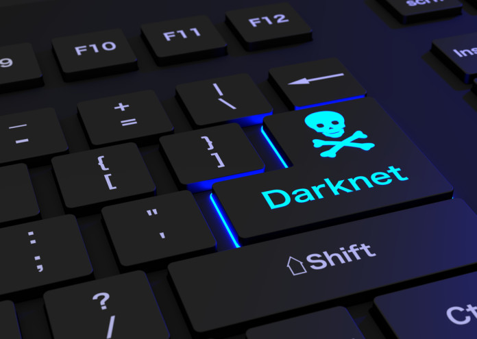 Black keyboard with glowing darknet enter key