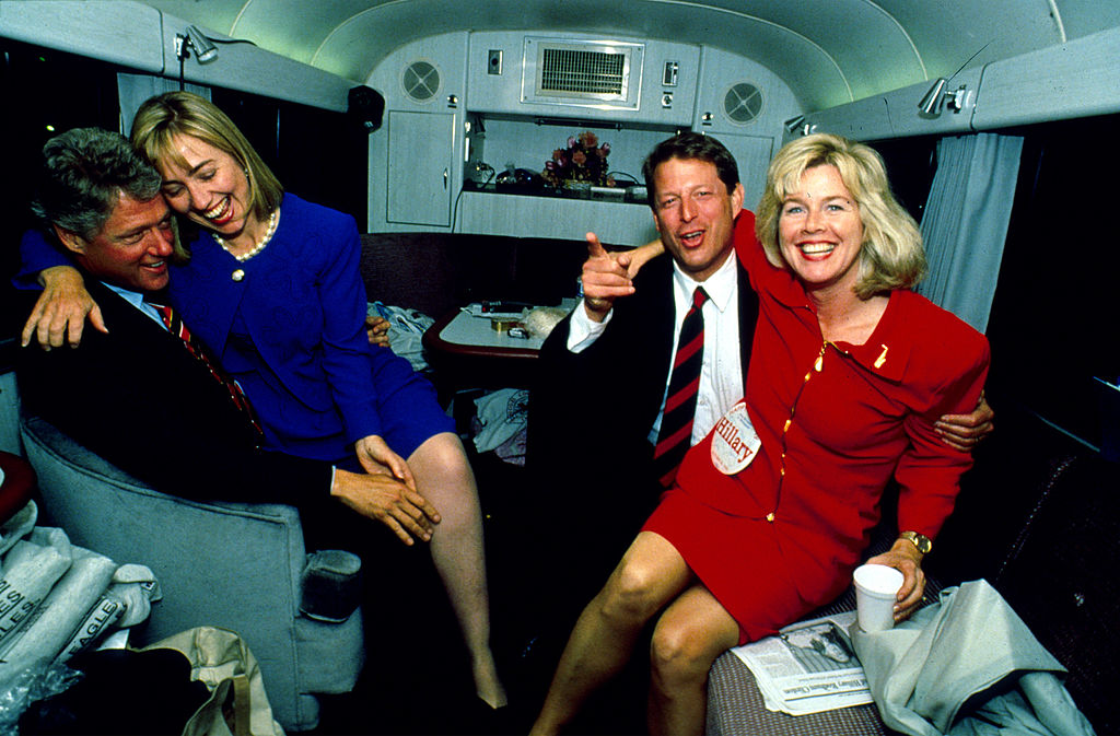  President Bill Clinton with his wife Hillary and Democratic presidential nominee Vice President Al Gore with his wife Tipper 